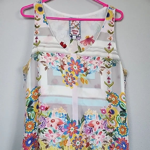 JOHNNY WAS TABITHA REVERSIBLE FLORAL PRINT TANK SIZE M - Picture 5 of 13